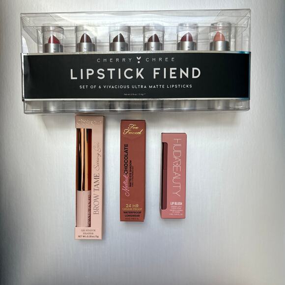 NWIB LIPSTICKS HUDA BEAUTY LIP BLUSH/TWO FACED EYE SHADOW AND BROW SETTING GEL - Picture 1 of 1